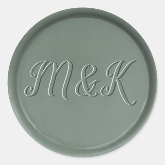 Monogram Initials Dark Sage Wax Siegel Sticker (Vorderseite)