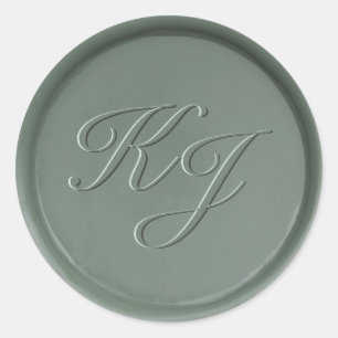 Monogram Initials Dark Sage Wax Siegel Sticker