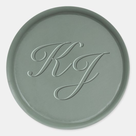 Monogram Initials Dark Sage Wax Siegel Sticker (Vorderseite)