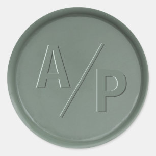 Monogram Initials Dark Sage Wax Siegel Sticker