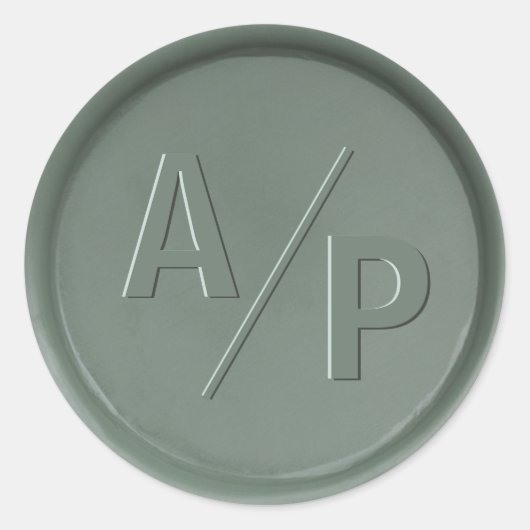 Monogram Initials Dark Sage Wax Siegel Sticker (Vorderseite)