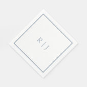 Monogram Initials Dusty Blue Elegant Wedding Serviette (Ecke)