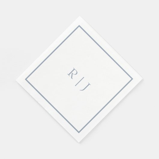 Monogram Initials Dusty Blue Elegant Wedding Serviette (Ecke)