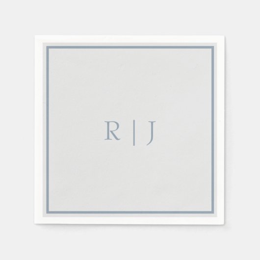 Monogram Initials Dusty Blue Gray Serviette (Vorderseite)