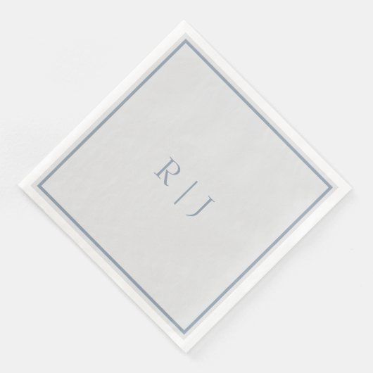 Monogram Initials Dusty Blue Gray Serviette (Ecke)