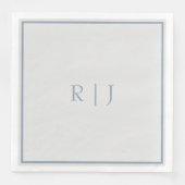Monogram Initials Dusty Blue Gray Serviette (Vorderseite)
