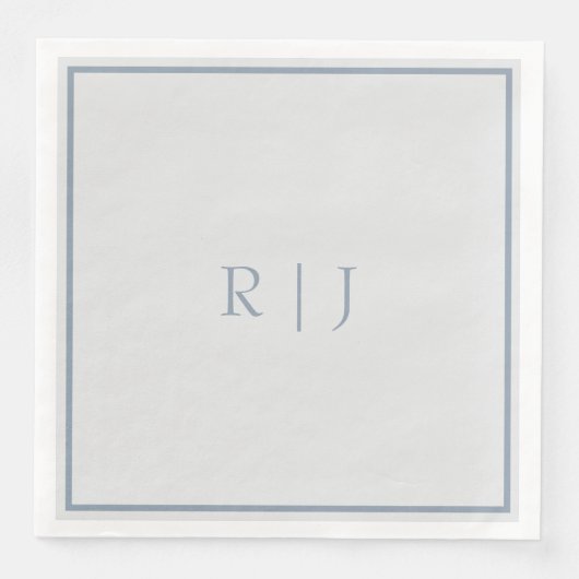 Monogram Initials Dusty Blue Gray Serviette (Vorderseite)