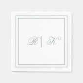 Monogram Initials Dusty Blue Minimal Wedding Serviette (Vorderseite)