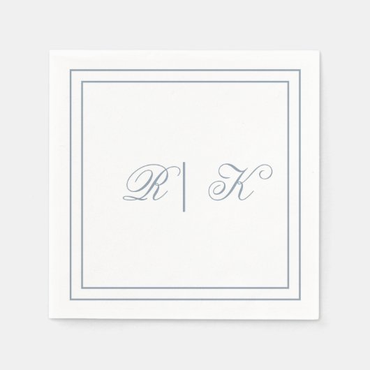 Monogram Initials Dusty Blue Minimal Wedding Serviette (Vorderseite)