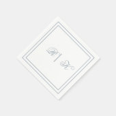 Monogram Initials Dusty Blue Minimal Wedding Serviette (Ecke)