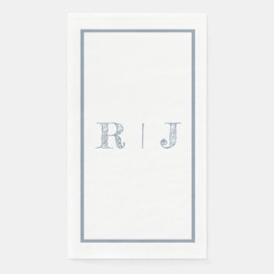 Monogram Initials Dusty Blue Modern Wedding Serviette