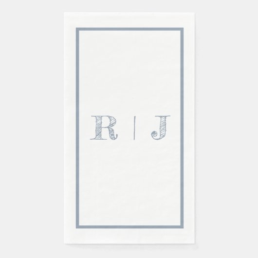 Monogram Initials Dusty Blue Modern Wedding Serviette (Vorderseite)