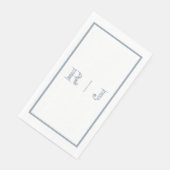 Monogram Initials Dusty Blue Modern Wedding Serviette (Ecke)