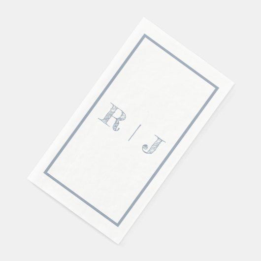 Monogram Initials Dusty Blue Modern Wedding Serviette (Ecke)