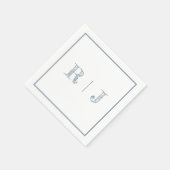 Monogram Initials Dusty Blue Modern Wedding Serviette (Ecke)