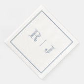 Monogram Initials Dusty Blue Modern Wedding Serviette (Ecke)