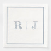 Monogram Initials Dusty Blue Modern Wedding Serviette (Vorderseite)