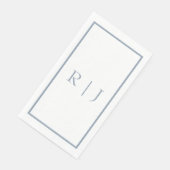 Monogram Initials Dusty Blue Simple Wedding Serviette (Ecke)