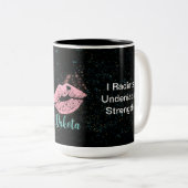 Monogram Initials Editable Mesaje & Foto Black Zweifarbige Tasse (VorderseiteRechts)