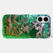 Monogram Initials Elegant Blumengrün Rose Gold Case-Mate iPhone Hülle (Rückseite (Horizontal))