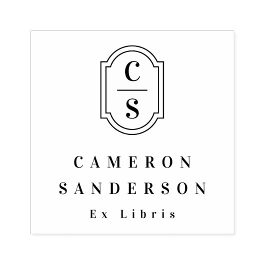 Monogram initials elegant border Ex Libris book Gummistempel (Prägung)