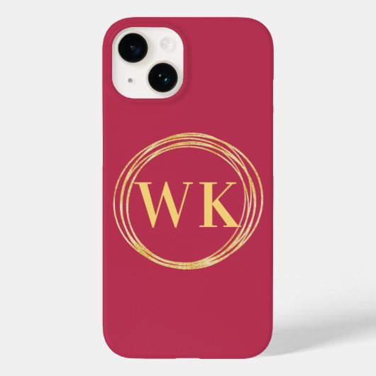 Monogram Initials Elegant Hot Pink Gold Circles Case-Mate iPhone Hülle (Rückseite)