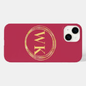 Monogram Initials Elegant Hot Pink Gold Circles Case-Mate iPhone Hülle (Rückseite (Horizontal))