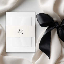 Monogram initials elegant ivory black wedding einladungsbanderole