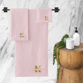 Monogram Initials Elegant Modernes Blush Pink Gold Badhandtuch Set