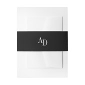 Monogram initials elegant white black wedding einladungsbanderole (Vorderseite Beispiel)