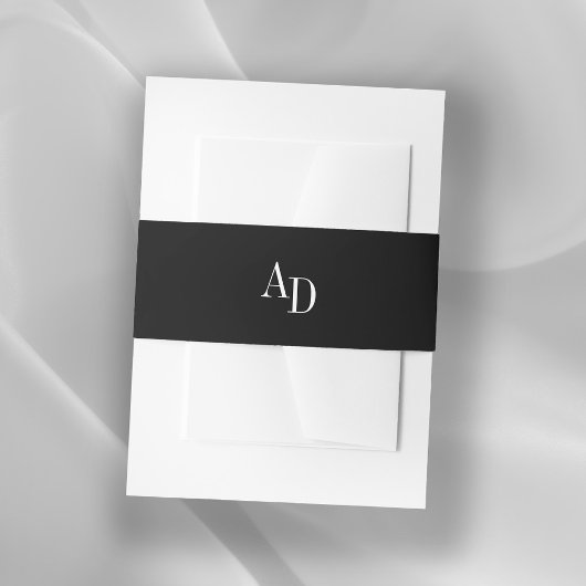 Monogram initials elegant white black wedding einladungsbanderole