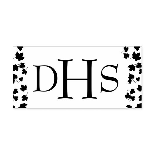 Monogram Initials Falling Maple Blätter Briefmarke Gummistempel (Prägung)