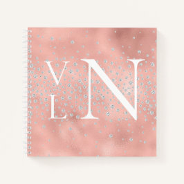 Monogram-Initials für individuelles Peach-Notebook Notizblock