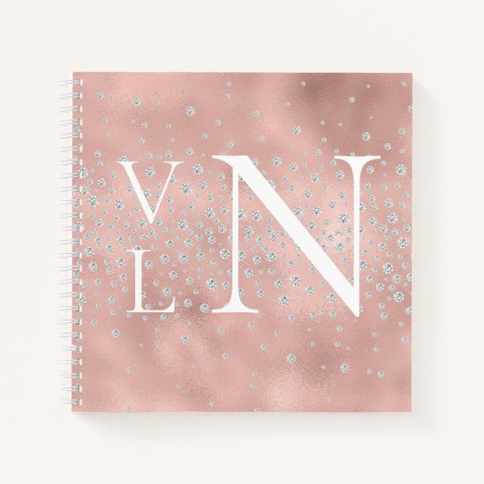 Monogram-Initials für individuelles Peach-Notebook Notizblock (Vorderseite)