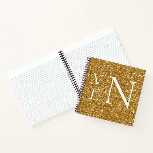 Monogram-Initials für kundenspezifische Gold-Noteb Notizblock (Innenseite)