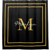 Monogram Initials Gold Black Individuelle Name 202 Duschvorhang (Vorderseite)