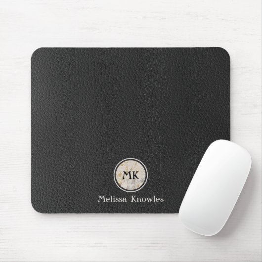 Monogram Initials Gold Cowhide Print Metallic Mousepad (Mit Mouse)