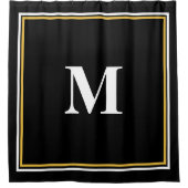 Monogram Initials Gold Schwarz-weiß Individuelle N Duschvorhang (Vorderseite)