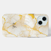 Monogram Initials, goldgelber weißer Marmor Case-Mate iPhone Hülle (Rückseite (Horizontal))