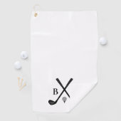 Monogram Initials Golf Clubs Theme Modernes Elegan Golfhandtuch (Insitu)