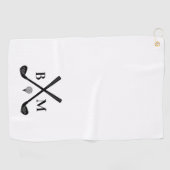 Monogram Initials Golf Clubs Theme Modernes Elegan Golfhandtuch (Horizontal)
