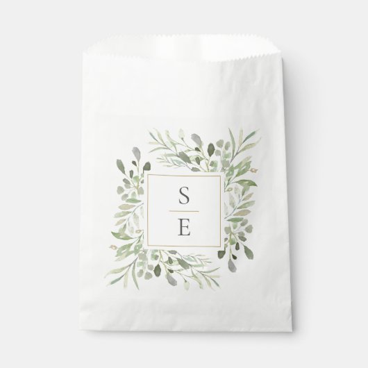Monogram Initials Greenerage Foliage Wedding Geschenktütchen (Vorderseite)