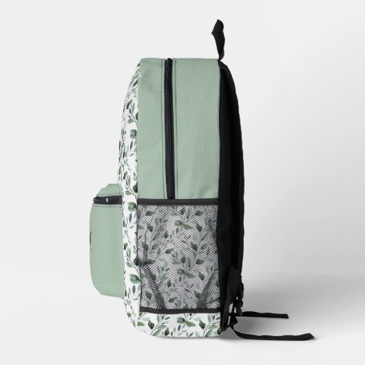 Monogram Initials Greenerity Blätter Botanical Bedruckter Rucksack (Rechts)