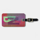 Monogram Initials Grunge Funky Purple Green Art Gepäckanhänger (Vorderseite horizontal)