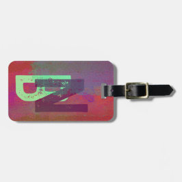 Monogram Initials Grunge Funky Purple Green Art Gepäckanhänger