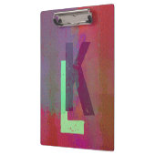 Monogram Initials Grunge Funky Purple Green Art Klemmbrett (Links)