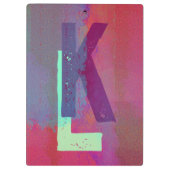 Monogram Initials Grunge Funky Purple Green Art Klemmbrett (Rückseite)