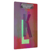 Monogram Initials Grunge Funky Purple Green Art Klemmbrett (Rechts)