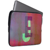 Monogram Initials Grunge Funky Purple Green Art Laptopschutzhülle (Vorne Rechts)