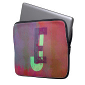 Monogram Initials Grunge Funky Purple Green Art Laptopschutzhülle (Vorderseite Links)